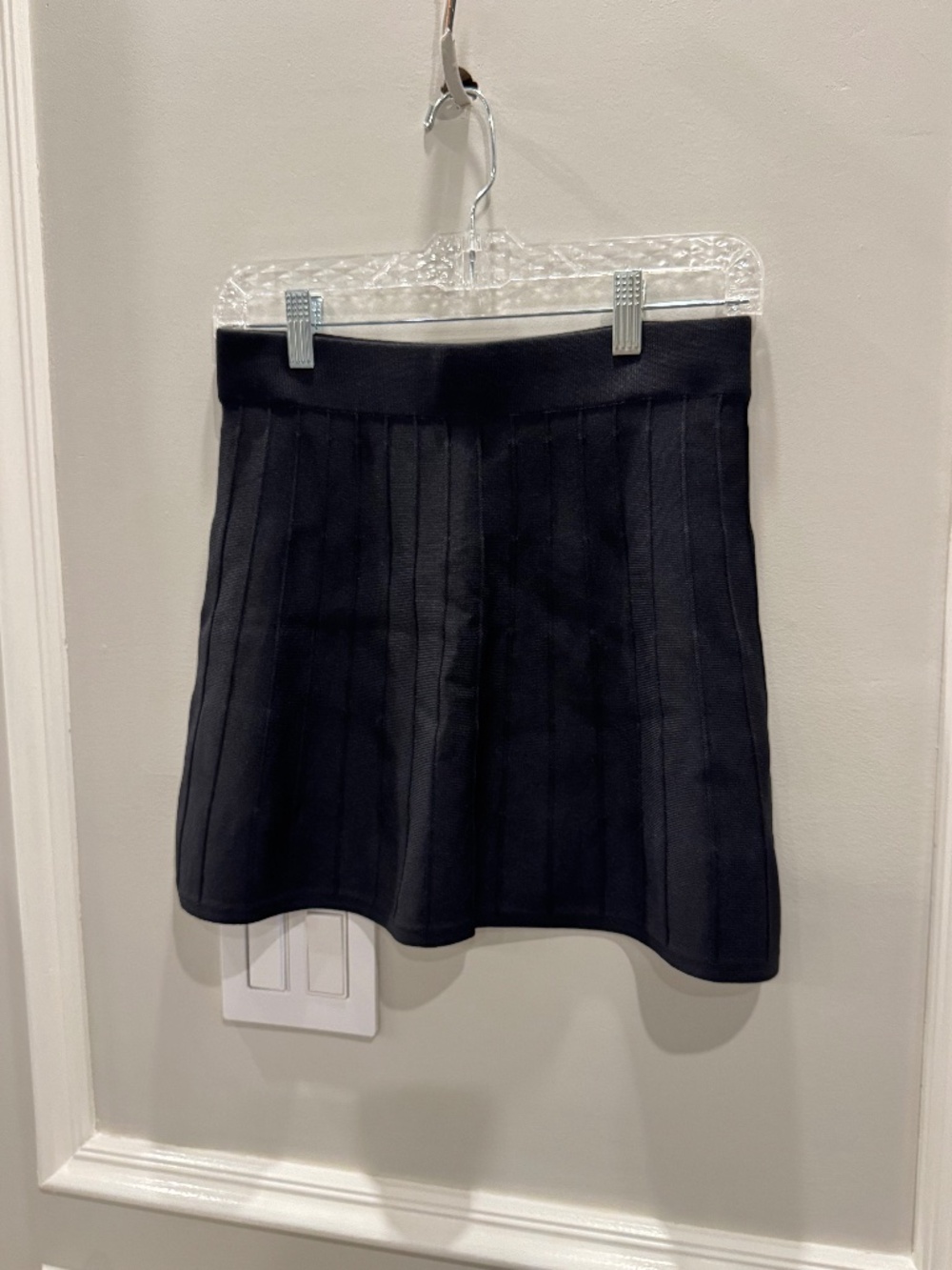 Oak & Fort Black Pleated Ribbed Mini Skirt Size XS